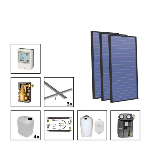 Solarbayer Flachkollektor Plus AL Solarpaket 3 Stock Flche m2, 8,58, 410803200