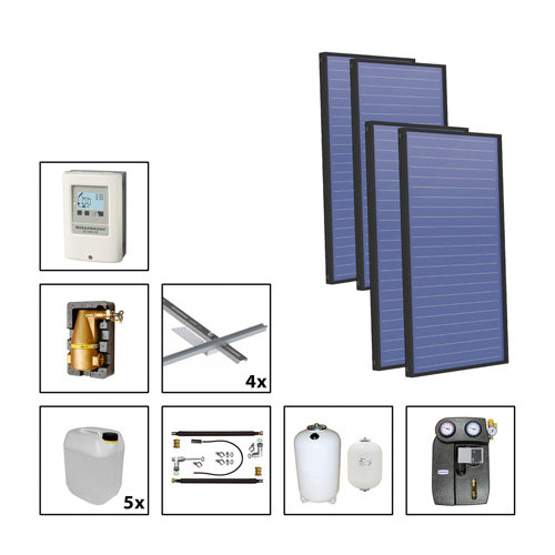 Solarbayer Flachkollektor Plus AL Solarpaket 4 Biber Flche m2, 11,44, 410804100