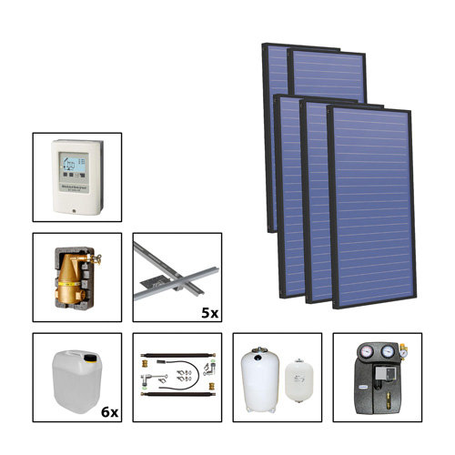 Solarbayer Flachkolektor Plus AL Solarpaket 5 Ziegel Flche m2, 14,30, 410805000