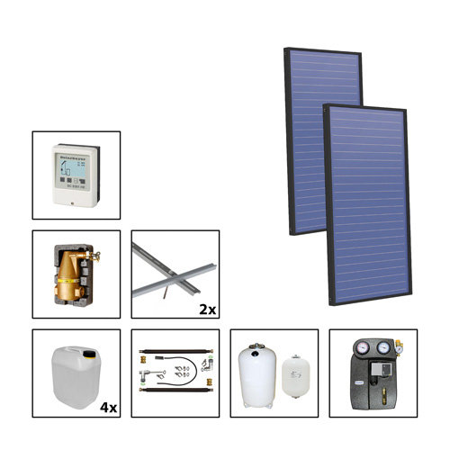 Solarbayer Flachkollektor Plus AL Solarpaket 2 Stock Flche m2, 5,72, 410802200