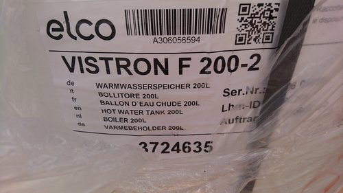 elco Vistron F 200-2, 3724635, Warmwasserspeicher EEK B